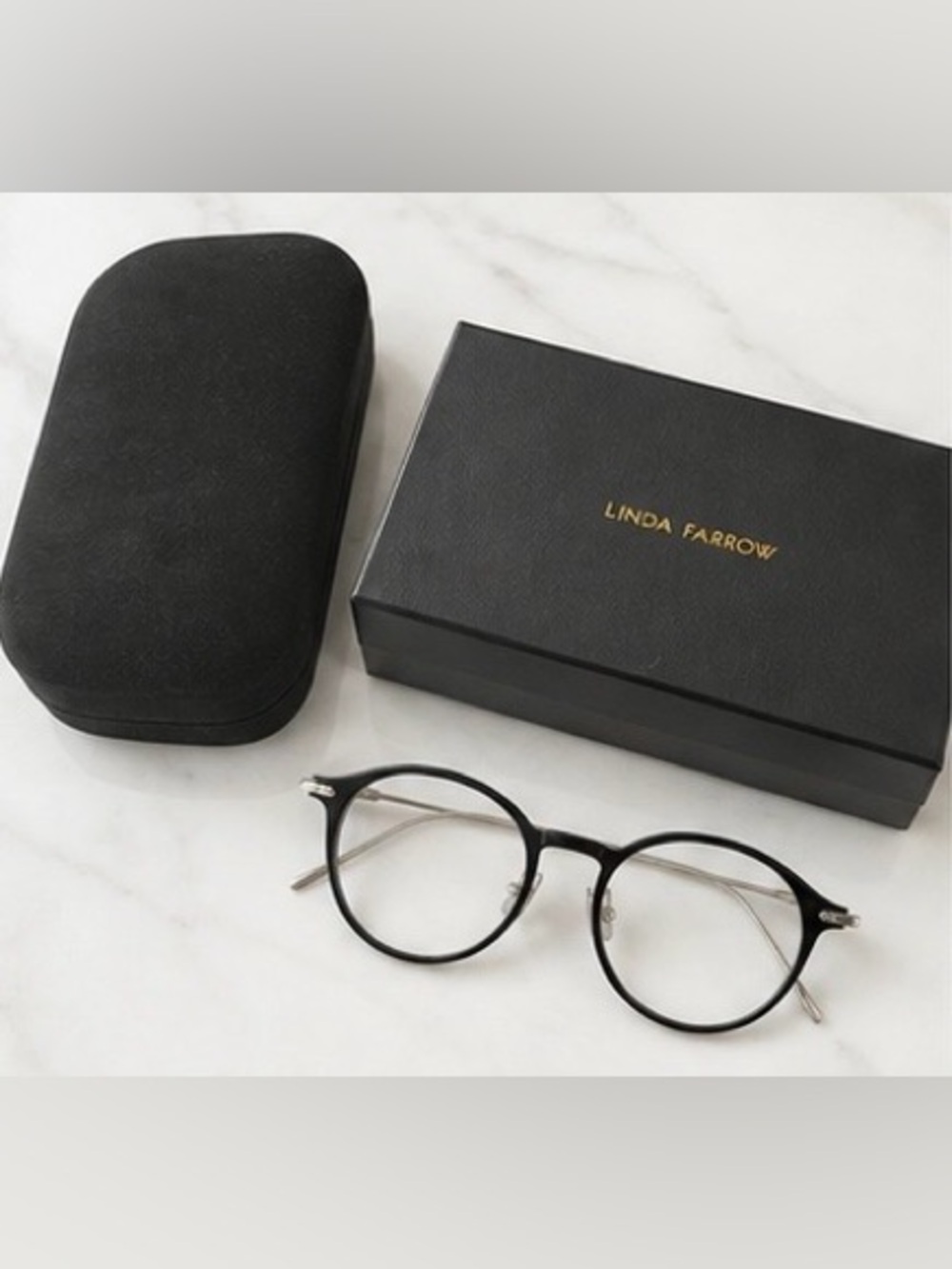 Linda Farrow - Linear Arris Oval Optical Glasses in Black - LF06C2OPT